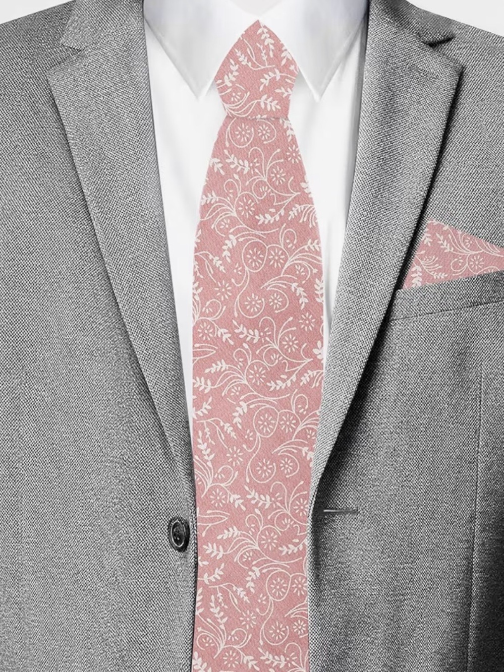 ✨ Jacob Alexander Pink Floral Cotton Tie & Pocket Square Set Wedding Groom ✨ - Picture 12 of 16